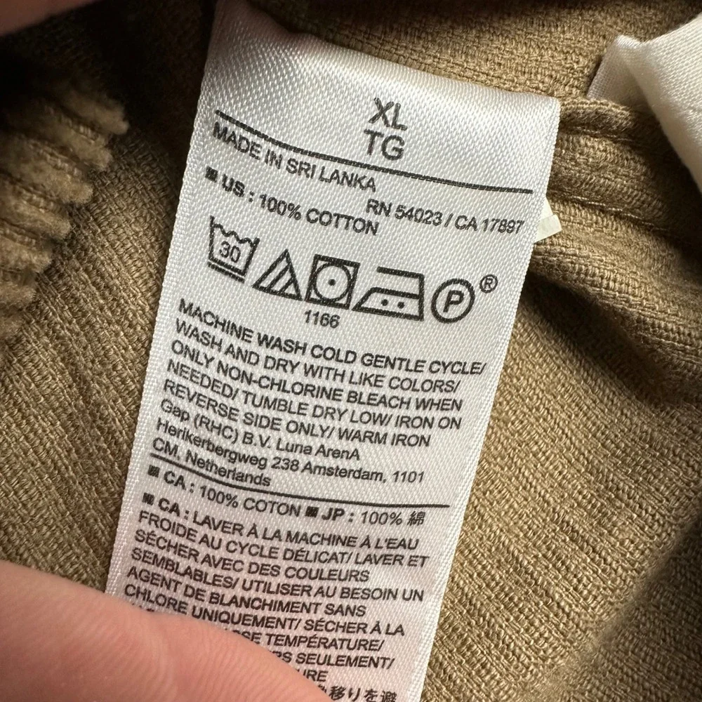 Banana Republic Mens XL Wide Wale Corduroy Shirt Camel Tan Standard Fit